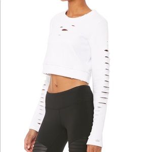 Alo yoga ripped cropped sweatshirt size small